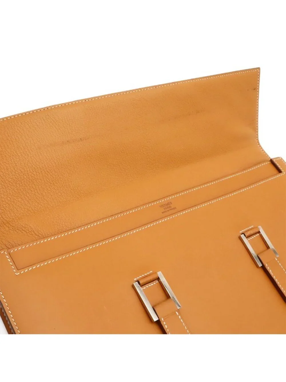 Hermes 365 PM Business Briefcase Document Purse Tablet Case Leather Light Brown